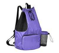 GuoChe Bolsas de gimnasio con cordón para hombres y mujeres, bolsa de gimnasio con bolsillos, bolsa atlética impermeable, Azul pizarra y morado, One Size, Mochilas escolares para niños