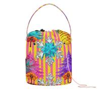 GuoChe Bolsas de hilo con patrón de pino a rayas y árbol de Navidad, almacenamiento de ganchillo, bolsa de hilo portátil para organizador de ganchillo de punto