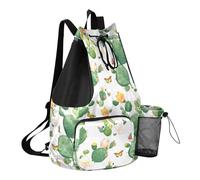 GuoChe Bolsas de piscina con cordón para hombre, con bolsillo para botella de agua, bolsas impermeables, Mariposas de cactus verdes, One Size, Mochilas escolares para niños