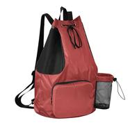 GuoChe - Bolsas de playa con cordón, bolsa de campamento de verano con soporte para botellas de agua, bolsa de natación seca y húmeda, Rojo marrón, talla única