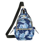 GuoChe - Bolsas laterales cruzadas para mujer, antirrobo, para correr, senderismo, Beauty Tulips Royal Blue, Talla única