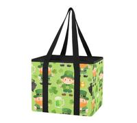 GuoChe Bolsas organizadoras para maletero de coche, bolsas de compras para comestibles, día de San Patricio, duende y trébol, bolsas de mano resistentes plegables con parte inferior dura y asas largas