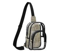 GuoChe Bolso cruzado transparente de tela duradera, tamaño compacto, correa ajustable, múltiples compartimentos, bolsillo principal grande visible, Cuero con relieve de cocodrilos en tono bronce
