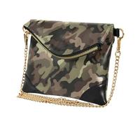GuoChe Bolso de mano de piel para mujer, con cremallera, plegable, para fiesta, camuflaje, marrón, verde