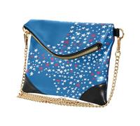 GuoChe Bolso de mano de piel sintética para mujer, con cremallera, plegable, para fiesta, bandera azul, estrellas, patriótico, bandera azul, estrellas patrióticas