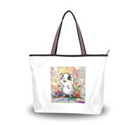 GuoChe Bolso escolar de tela de seda con cremallera, elegante bolso de mano de verano para mujer, para uso diario y viajes, Con color, Large