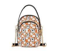 GuoChe Bolsos cruzados de gato a cuadros naranjas para mujer, con cadena acolchada, bolso cruzado para teléfono