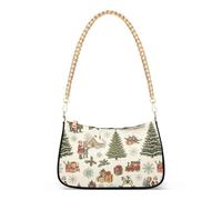 GuoChe Bolsos cruzados de moda con diseño vintage de pueblo de Navidad y Papá Noel, para mujer, bolsos de viaje