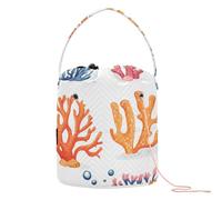 GuoChe Bonita bolsa de almacenamiento de hilo blanco coral, bolsa de almacenamiento portátil para herramientas de tejer, viajes, tejer