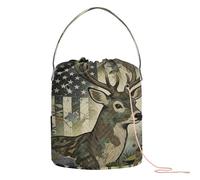 GuoChe Buck - Bolsa de hilo de ganchillo para caza, camuflaje, bandera de Estados Unidos, bolsa de suministros de ganchillo, bolsa de hilo portátil para herramientas de tejer, almacenamiento de