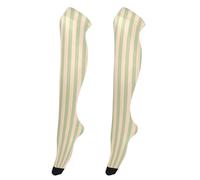 GuoChe Calcetines altos hasta el muslo, suaves, transpirables, por encima de la rodilla, elásticos, delgados, ajustados, cómodos, para mujeres embarazadas, Rayas verdes suaves, talla nica