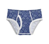 GuoChe Calzoncillos de algodón para niños pequeños, ropa interior de Navidad, azul marino y blanco, diseño de estrellas, transpirable, 6-7 años