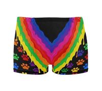 GuoChe Calzoncillos de natación de pierna cuadrada para hombre, cordón ajustable, tela elástica en 4 direcciones, tallas S-3XL, Black Lgbtq Gay Pride Rainbow Queer Dog Lover Paw, Medium