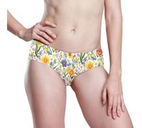 GuoChe Calzoncillos invisibles para mujer, de tiro bajo, sin costuras, corte láser, tela elástica suave debajo de vestidos, leggings suaves, Flores coloridas y bonitas de primavera, color blanco, XXL