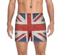 GuoChe Calzoncillos tipo bóxer para hombre, cintura elástica, transpirables, clásicos, Bandera del Reino Unido desgastada estilo grunge, Large