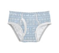 GuoChe Calzoncillos tipo bóxer para niños pequeños, cómodos y lindos, 2T, Copo de nieve de reno de punto azul claro y blanco, 8 años