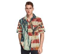 GuoChe Camisa hawaiana de manga corta con botones, deportiva, talla S, Colorido, Medium