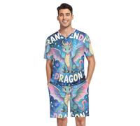 GuoChe Camisas de pijama para hombre, manga corta, S, galaxia espacial, transgénero, bandera del orgullo del dragón, lindo amor transgénero, Space Galaxy - Bandera transgénero del orgullo del dragón