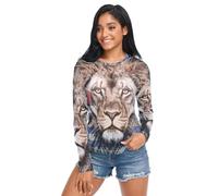 GuoChe Camisas transparentes para mujer, bandera de Cuba y león africano, orgullo cubano, camisas de malla de manga larga transparente, talla S, Bandera de Cuba y león africano con imagen del orgullo