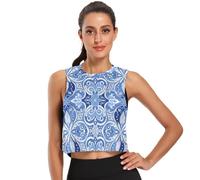 GuoChe Camiseta corta de verano para mujer, de secado rápido, talla S, Adorno navideño de copo de nieve azul claro, XXL