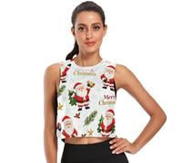 GuoChe Camiseta corta sin mangas de ajuste holgado para mujer, camiseta deportiva de secado fresco, talla S, santa feliz navidad, M