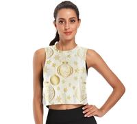 GuoChe Camiseta corta sin mangas de ajuste holgado para mujer, talla S, Golden Luxury Christmas Seamless Pattern, XXL