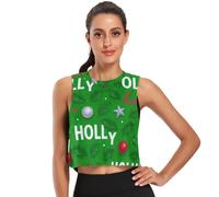 GuoChe Camiseta corta sin mangas para mujer, camiseta de tenis de secado rápido, talla S, Patrón navideño., M