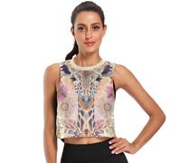GuoChe Camiseta corta sin mangas para mujer, camiseta de yoga activa, de secado fresco, talla S, Patrón floral de jirafa, M