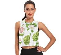 GuoChe Camiseta corta sin mangas para mujer, de secado rápido, para ejercicio, talla S, Verde dulce fruta blanca, M
