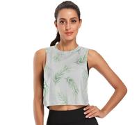 GuoChe Camiseta corta sin mangas para mujer, de secado rápido, para gimnasio, deportes, talla S, Agujas de pino verde y gris claro de Navidad, Large