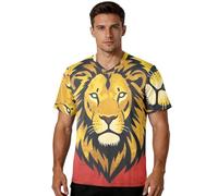 GuoChe Camiseta de fútbol para hombre, tela de secado rápido, color sólido, ligera, para actividades al aire libre, apta para grandes y altos, Rasta Reggae Lion Flag Jamaica Rastafari Lover, 3X-Large