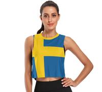 GuoChe Camiseta deportiva sin mangas para mujer, de secado rápido, para ejercicio, deportes, muscular, talla S, Sweden Flag, Large