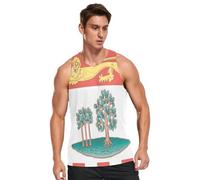 GuoChe Camiseta sin mangas de entrenamiento para hombre, cuello en V, poliéster, bolsillo lateral oculto para traje de viaje, Bandera de la isla del Príncipe Edu, S