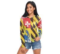 GuoChe Camiseta transparente para mujer, bandera de Maryland con un bonito cangrejo azul, orgullo de Maryland, camiseta de malla con cuello redondo transparente, talla S, Bandera de Maryland con un