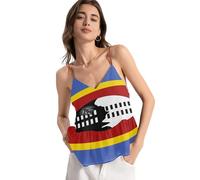 GuoChe - Camisola de gasa para mujer, cuello en V, cuello en V, casual, sin mangas, para fiesta, Bandera Nacional de Eswatini, XS