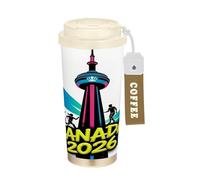 GuoChe Canada 2026 Cn Tower - Vasos de café de viaje con tapas, taza térmica de acero inoxidable para bebidas frías y calientes, 17 onzas