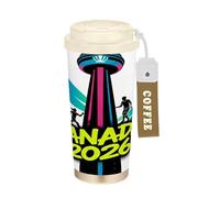 GuoChe Canada 2026 Cn Tower - Vasos de viaje para hombre, taza de café con tapas, taza térmica de café de acero inoxidable para frío y caliente, 17 onzas