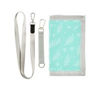GuoChe Cartera deportiva para niños de 6 a 18 años, bonita cartera de viaje para niños, bonito tarjetero de crédito, bolsillo para efectivo, fondo turquesa, patrón de hojas
