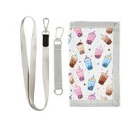 GuoChe Cartera deportiva para niños de 6 a 18 años, cartera novedosa de viaje para niños, bonito tarjetero de crédito, monedero de bolsillo para dinero en efectivo, varios patrones de té de burbujas