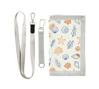GuoChe Cartera infantil para niñas de 6 a 18 años, para deportes al aire libre, billetera novedosa de viaje para niños, color claro, vida marina, estrella de mar y conchas