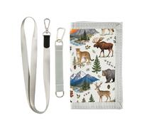 GuoChe Cartera triple con estampado de vida silvestre para hombres y mujeres, monedero colorido con cordón