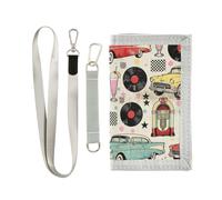 GuoChe Cartera triple con estampado retro de cultura pop para hombre, regalo de cumpleaños, única y ligera cartera triple para hombres con