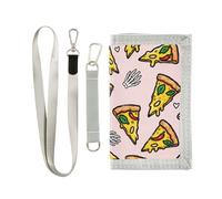 GuoChe Cartera triple para hombre con diseño de rebanadas de pizza dibujadas a mano, para tarjetas de crédito, colorido y moderno