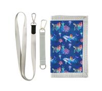 GuoChe Carteras infantiles para niños y niñas de 6 a 18 años, bolsillo para monedas con cremallera, diseño de sirenas y vida marina