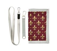 GuoChe Carteras para niños, niñas y adolescentes, cartera triple para niños de 6 a 18 años, cartera para niños pequeños con bolsillo para monedas con cremallera, cartera novedosa flor de lis dorada en