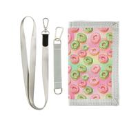 GuoChe Carteras para niños y niñas de 6 a 18 años, bolsillo con cremallera para monedas, patrón colorido de dona