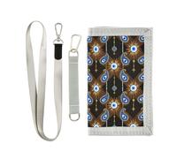 GuoChe Carteras para niños y niñas de 6 a 18 años, bolsillo para monedas con cremallera, diseño de mal de ojo y cachemira