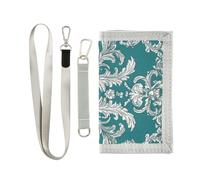 GuoChe Carteras para niños y niñas de 6 a 18 años, bolsillo para monedas con cremallera, estilo barroco verde azulado y blanco