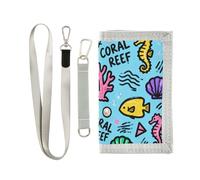 GuoChe Carteras triples con diseño de vida marina de arrecife de coral con clip para dinero para tarjetas de crédito, carteras resistentes de moda con clip para dinero con