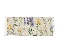 GuoChe Chales y envolturas de flores de primavera beige lavanda bonitas bufandas de cachemira sintética para mujer para viajar